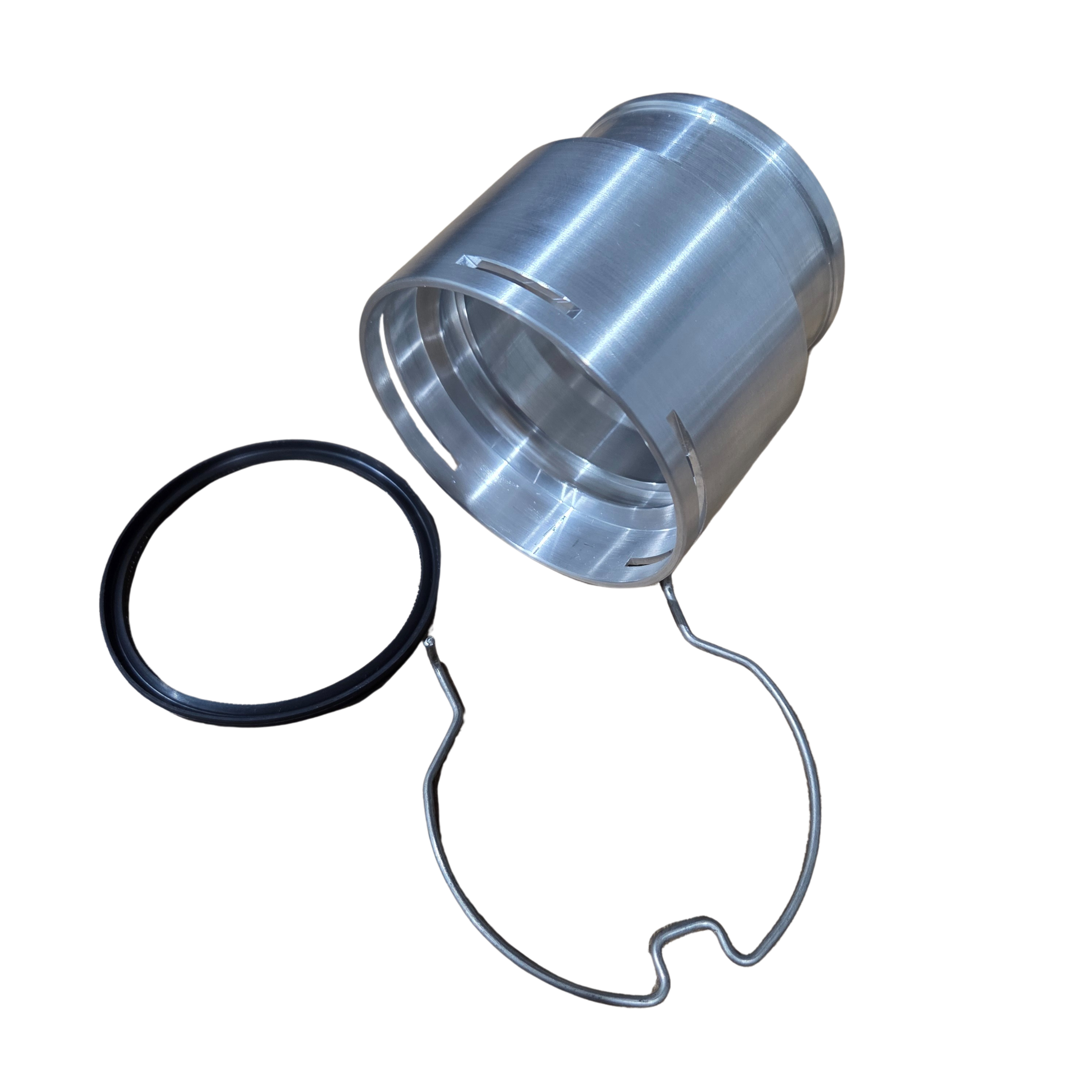 N57 charge pipe coupling set - billet aluminium coupling, retaining spring and seal for 2.5 inch piping