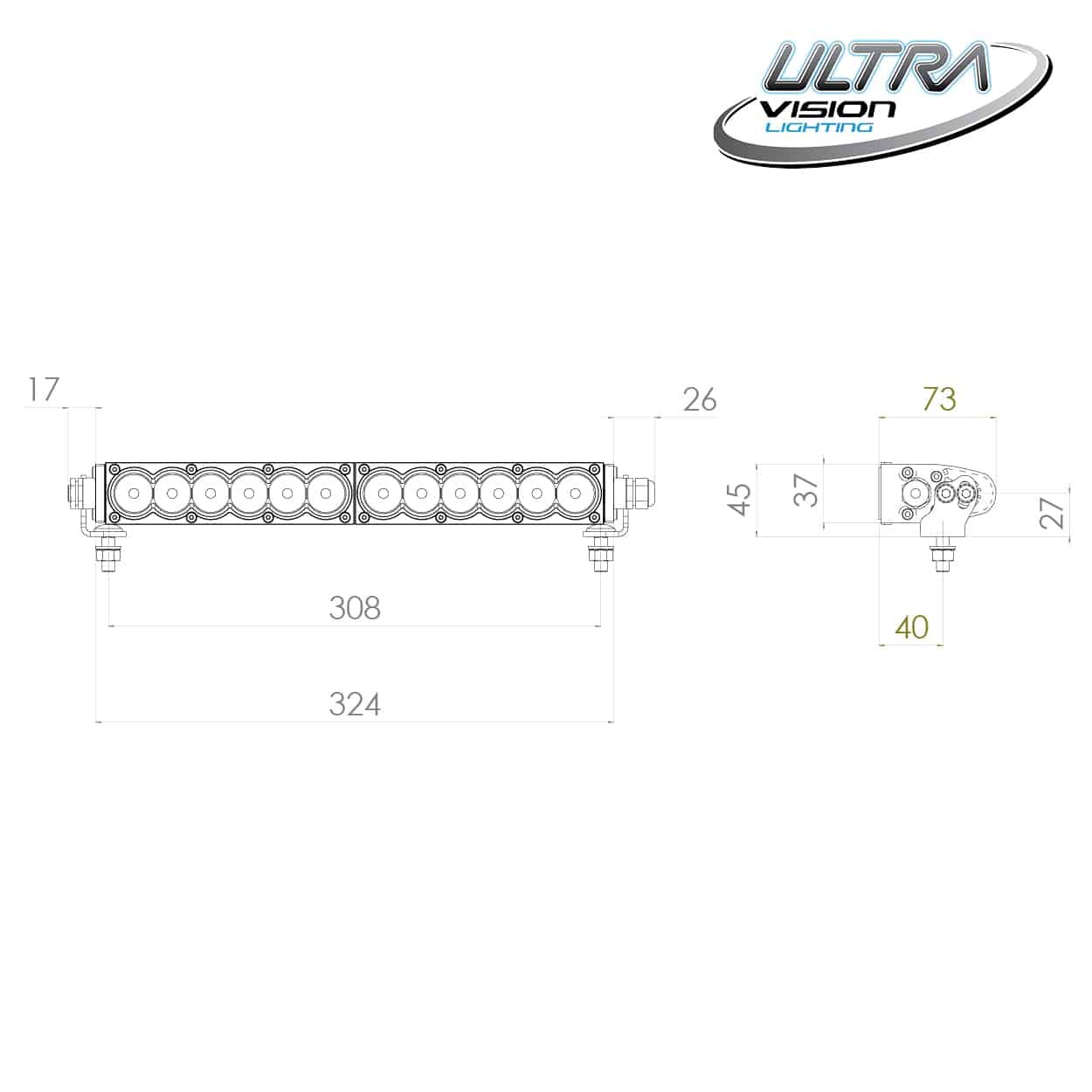 Raptor 60 LED 14.5″ Light Bar Number Plate Kit | Ultra Vision