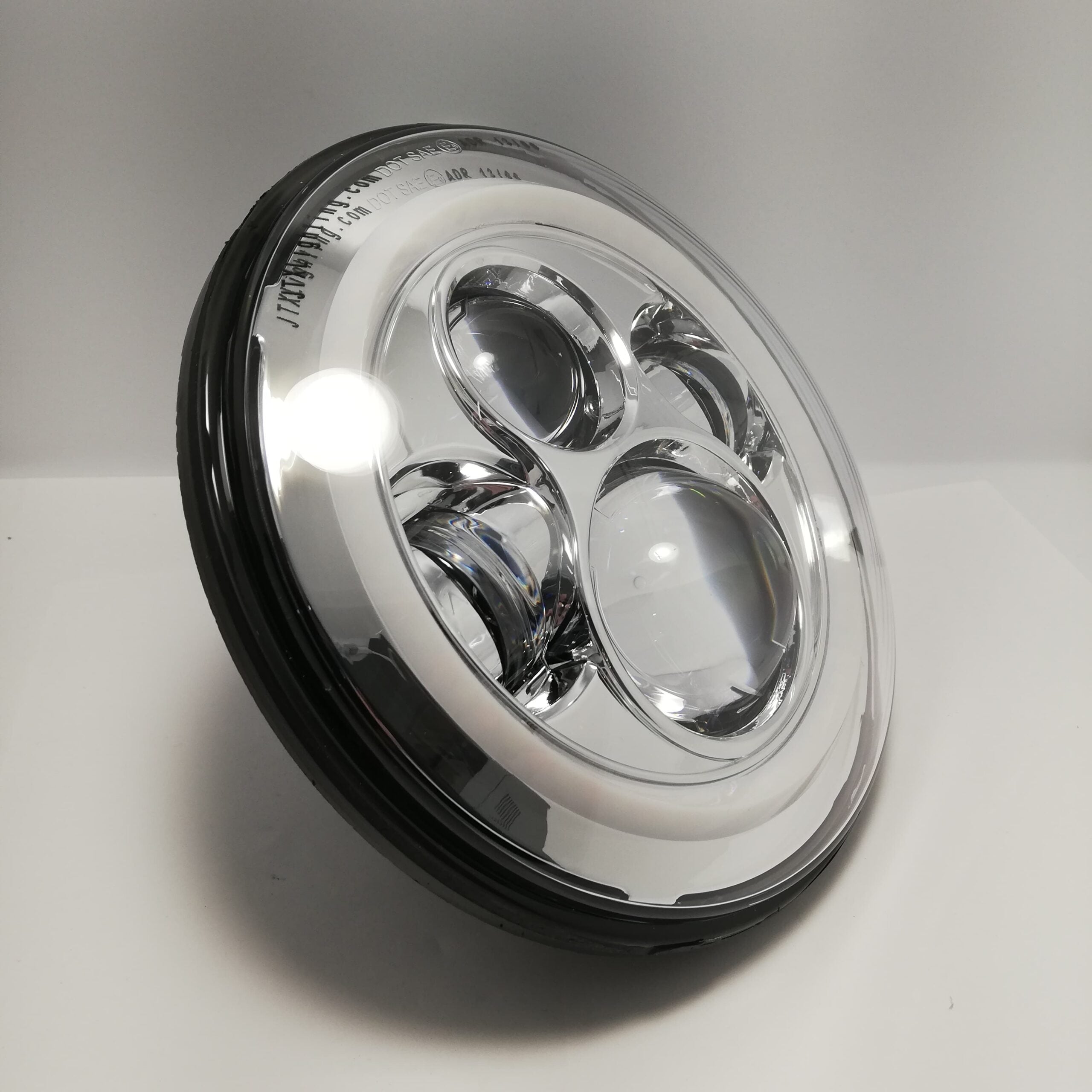 JTX Lighting 7" Chrome LED Headlight Pair w White/Amber Halo | JTX Lighting