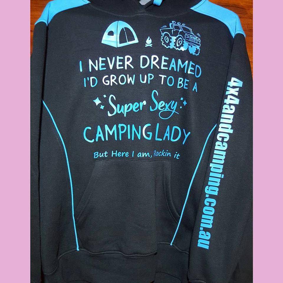 Super Sexy Camping Lady - Black & Aqua Hoodie | QIKAZZ 4x4 & Camping