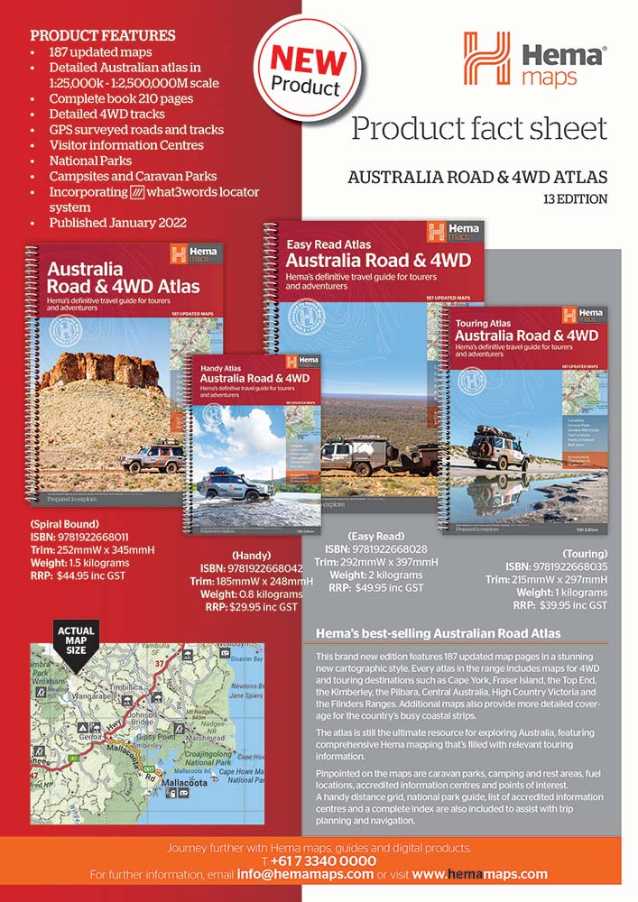 Australia Road & 4WD Easy Read Atlas - 292 x 397mm (13th Edition) | Hema