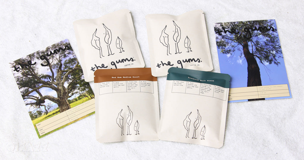 The Gums Coffee 10 Pack Drip Filters (5 x Red Gum Roast and 5 x Ironbark Roast) | The Gums Coffee