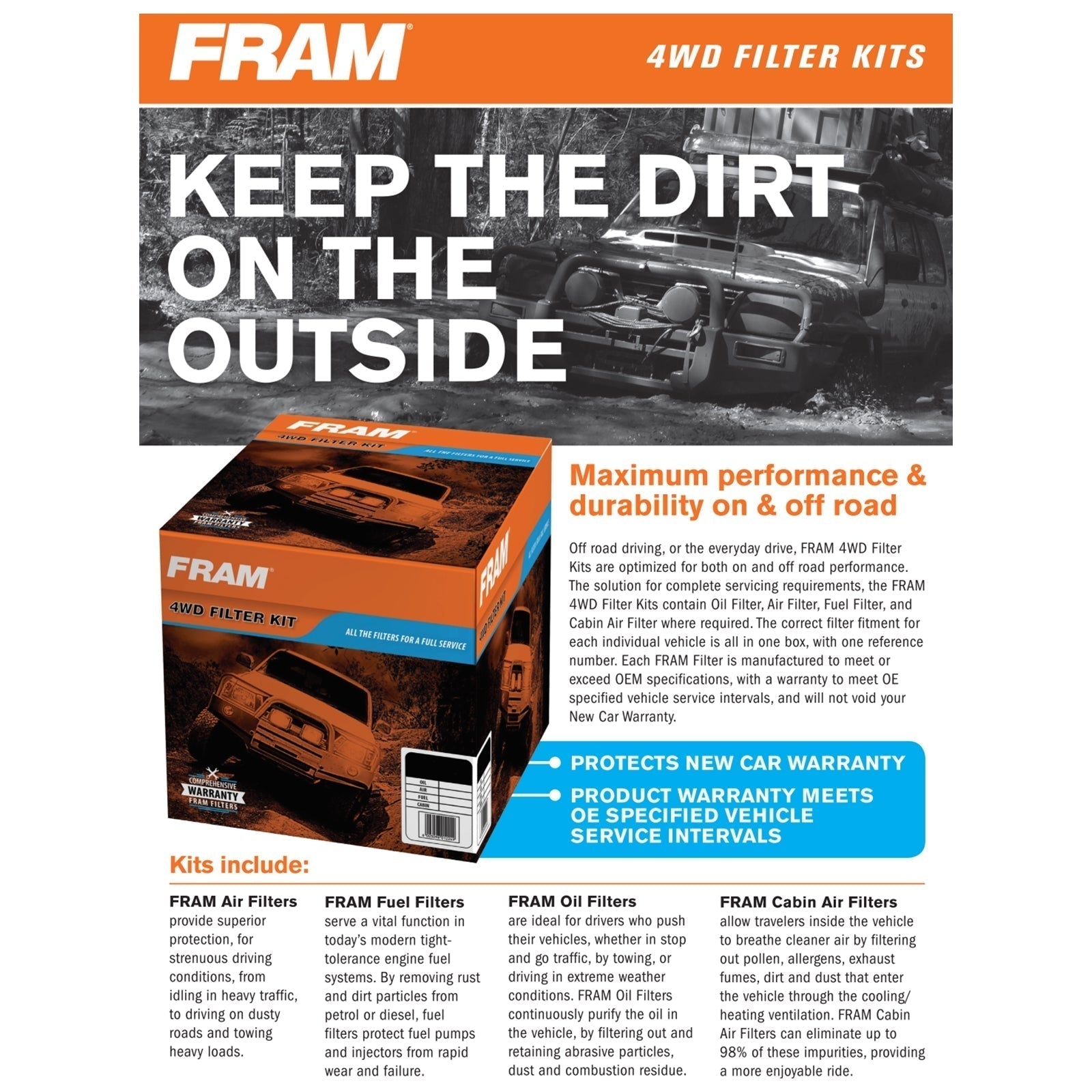 FRAM 4wd Filter Kit for Nissan Navara D22 (ZD30) | FRAM