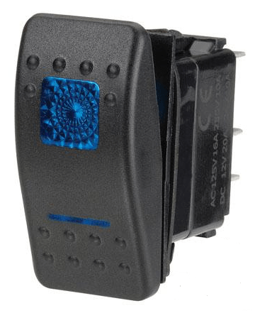 Narva 12 Volt Illuminated Off/On Sealed Rocker Switch (Blue) - 63123BL | Narva