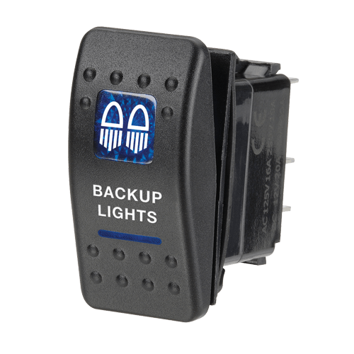 Narva 12 Volt Illuminated Off/On Sealed Rocker Switch with "Backup Lights" Symbol (Blue) - 63142BL | Narva