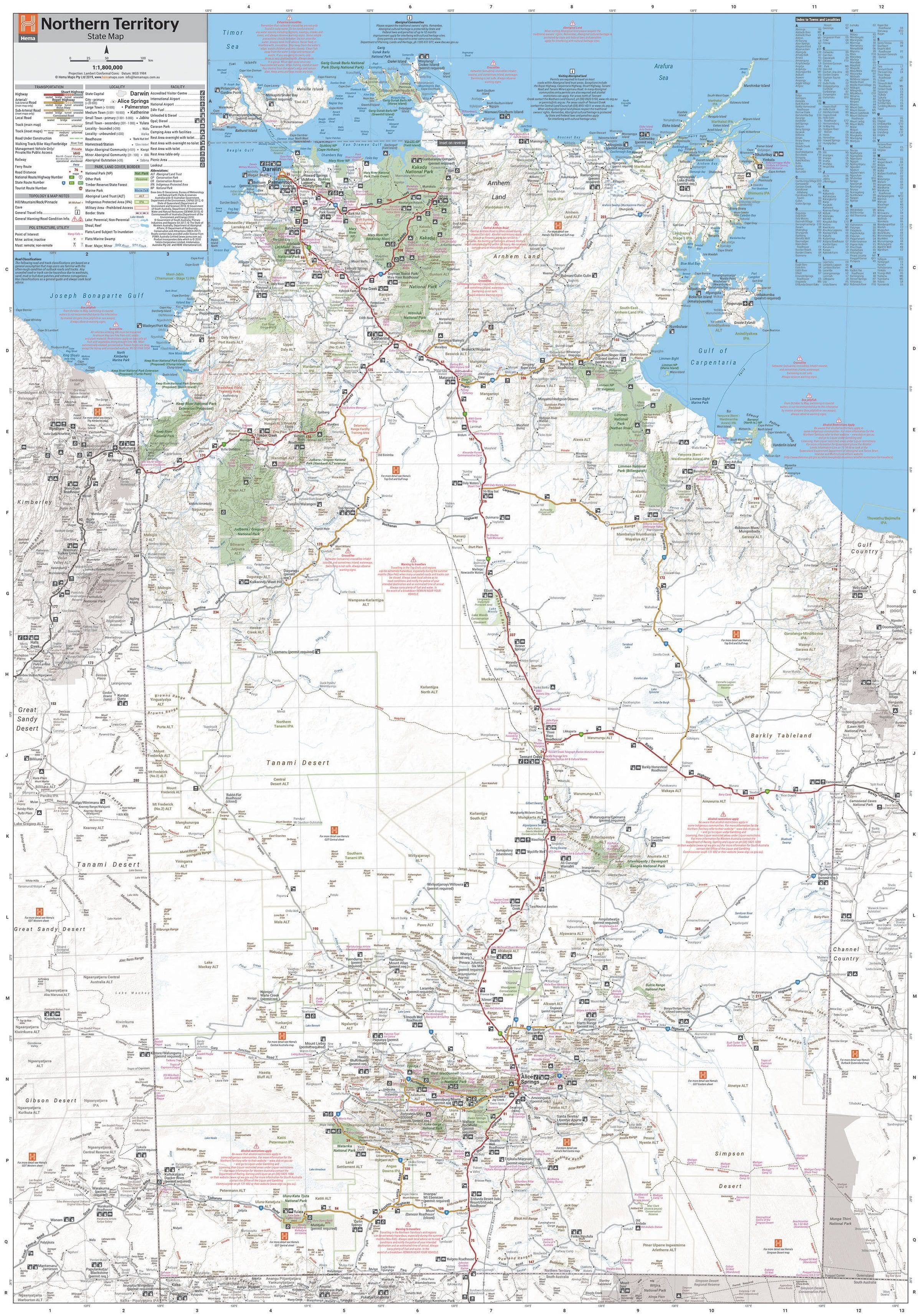 Hema Northern Territory State Map | Hema
