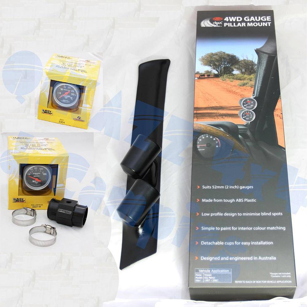 Autometer Water & Boost Gauge Kit & SAAS Pillar Pod for Nissan Patrol GQ | Autometer