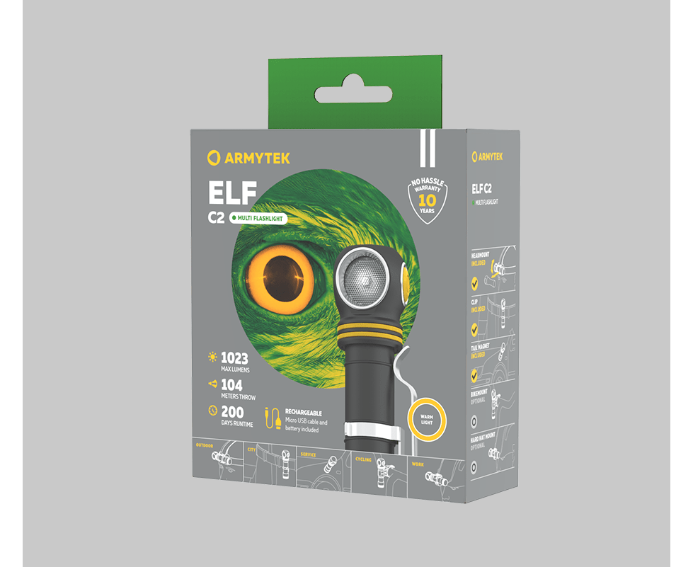 Armytek Elf C2 Micro-USB Multi Flashlight LH351D (Cool White) | Armytek