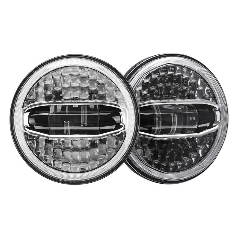 JTX Lighting 7" N7 LED Headlight Pair w White/Amber Halo | JTX Lighting