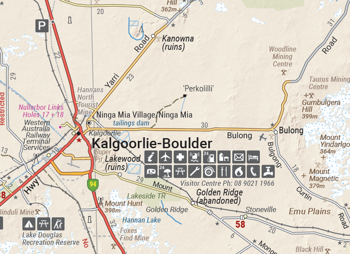 Hema Nullarbor Plain - Western Map - Kalgoorlie to Border Village | Hema