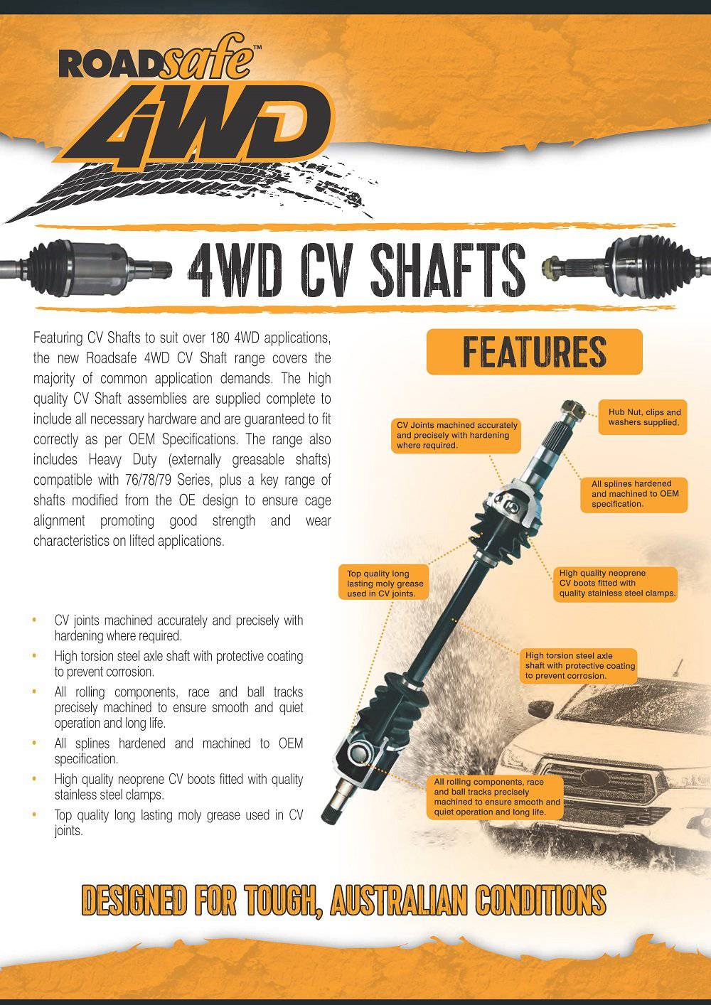 Roadsafe 4wd CV Shaft for Toyota Hilux Solid Axle LN65, YN67, RN105, LN106, NON IFS 79 - 7/97 RHS | Roadsafe