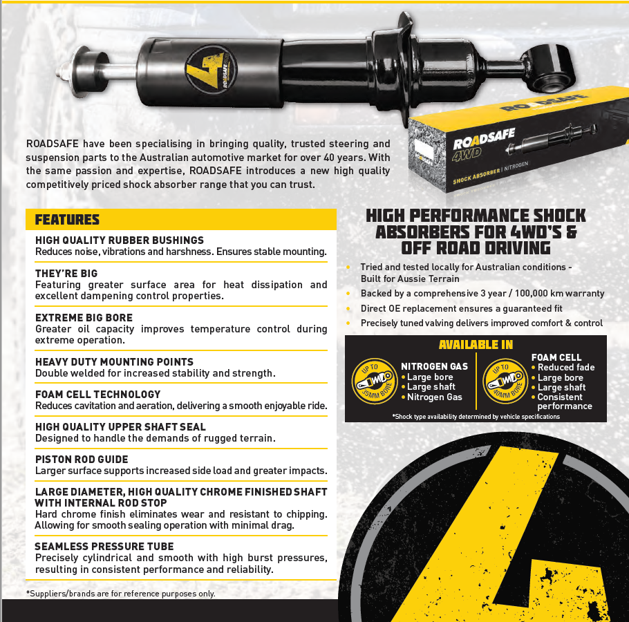 Roadsafe 4wd Nitro Gas Front Shock Absorber for Mitsubishi Starwagon L300 5/94-ON | Roadsafe