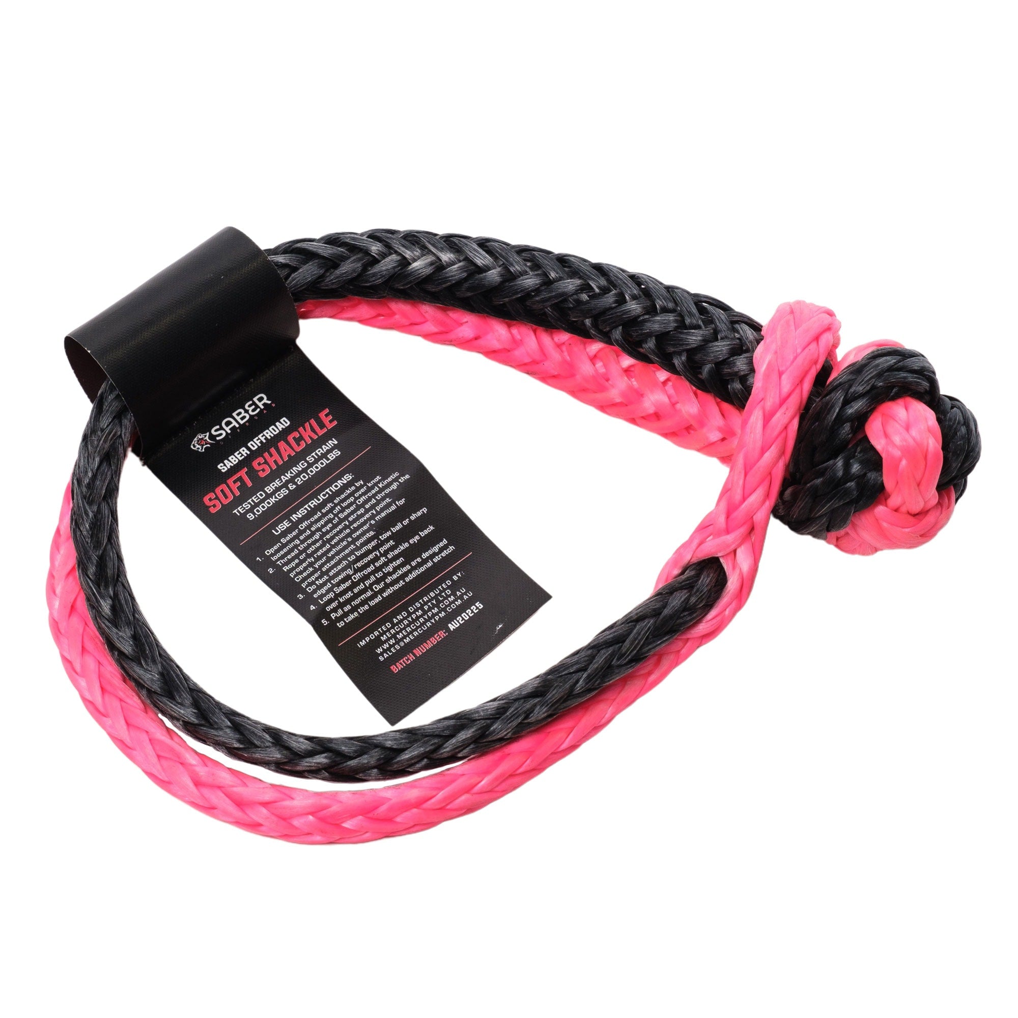 Saber Offroad 9,000kg SaberPro Soft Shackle Pink & Black | Saber Offroad