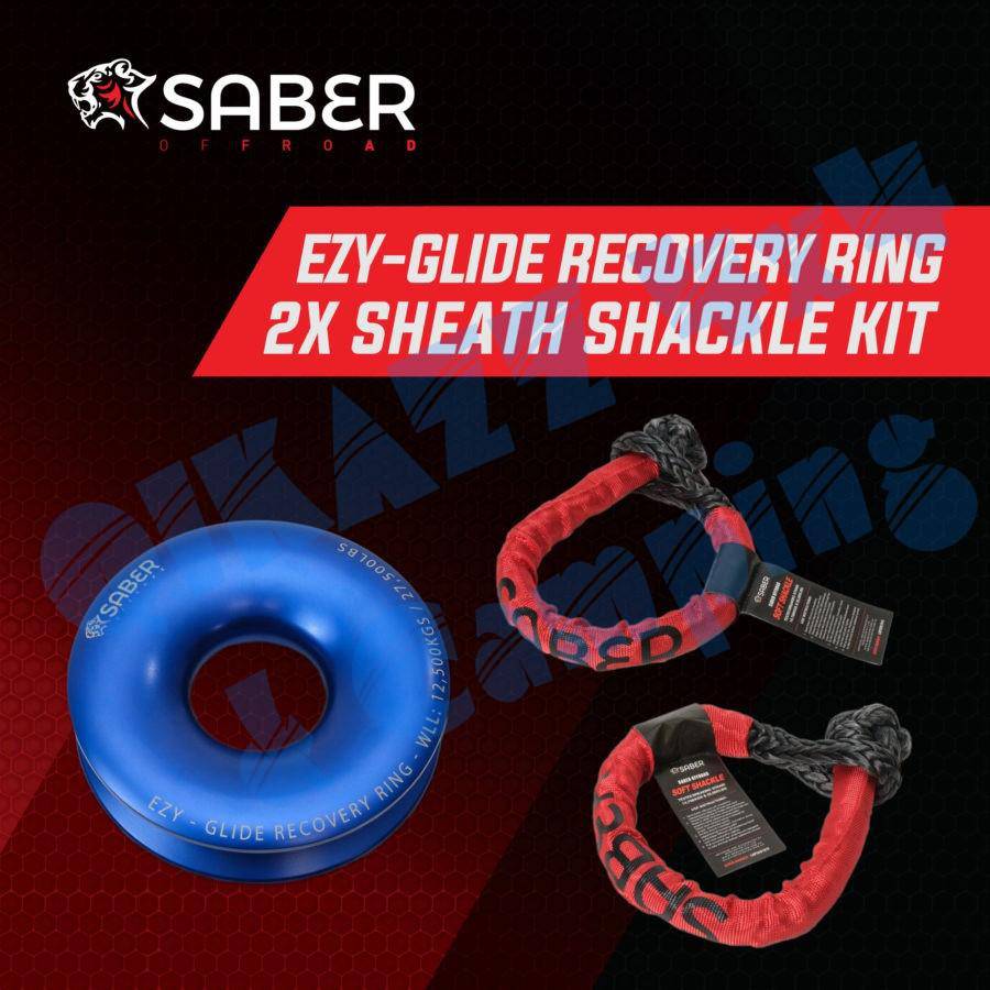 Saber Offroad Ezy-Glide Recovery Ring New + Twin 14.7K Sheath Soft Shackles Kit | Saber Offroad