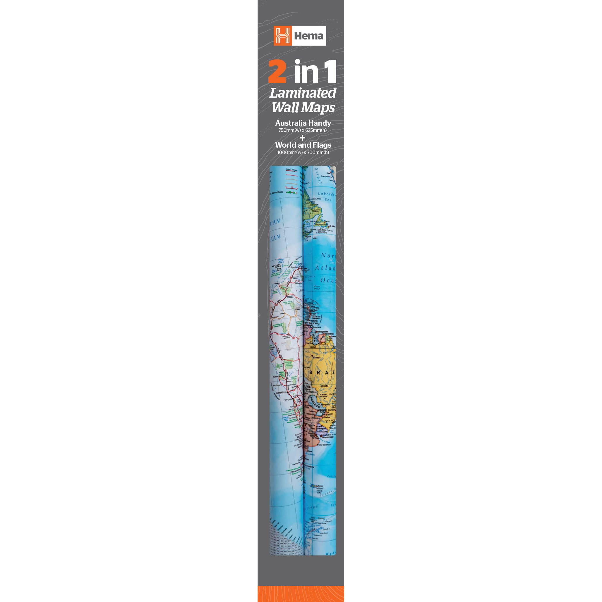 Hema 2 in 1 Twin Pack - Australia and World Wall Maps | Hema